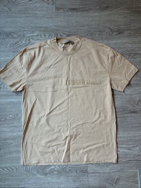 ESSENTIALS Men's Tan Embossed Logo Short Sleeve Tee